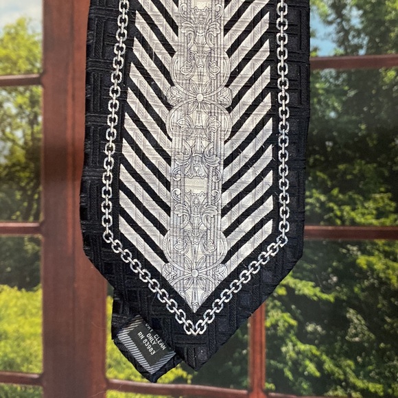 Versailles By Piattelli Tie Silver and Black Men’s Office Business Sales - Picture 4 of 5